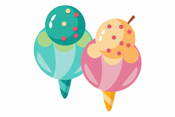 Obraz premium 2 ice-cream image vector artwork illustration 