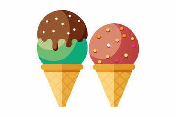 2 ice-cream image vector artwork illustration 