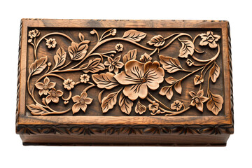 Wooden Jewelry box On Transparent Background.