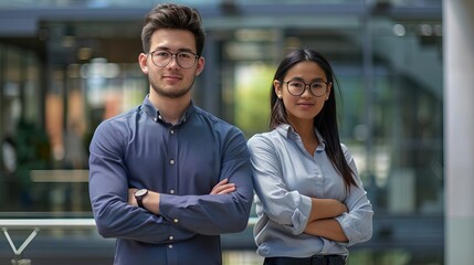 Young professionals with arms crossed, symbolizing readiness and confidence