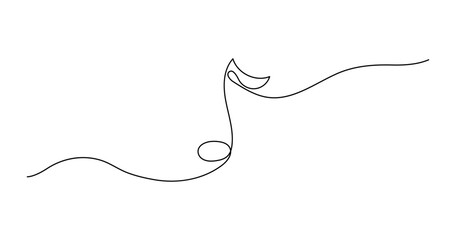 Obraz premium One line note. Outline continuous vector sketch. Symbol of classic musical concert.
