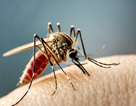 Primer plano de un mosquito picando a alguien