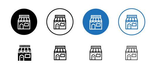 Shop icon sheet representing business in market, store icon vector sheet in multiple colors and filling styles