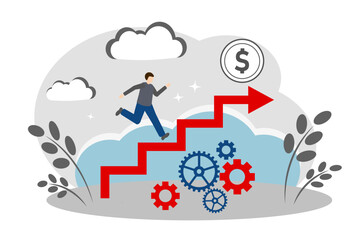 Career development. The concept of work motivation. Achieving financial success. Climb the stairs