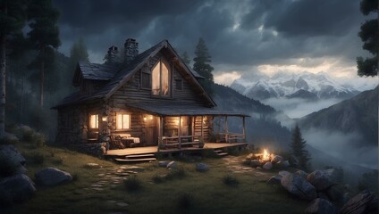 house in the mountains - Powered by Adobe
