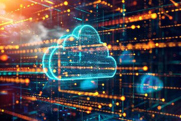 Fototapeta premium Blue cloud hovering above a digital backdrop