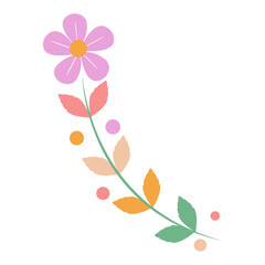 flower branch flower divider flower wreath flower Autumn branch ornament floral divider. element on transparent 