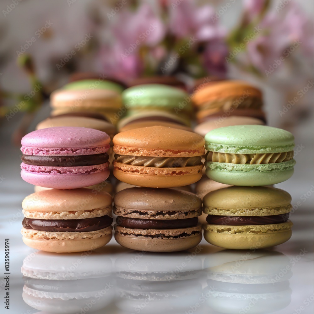 Wall mural a delightful assortment of colorful macaroons with an array of fillings that tickles the tastebud