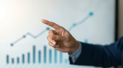 Businessman Pointing at Financial Graph Showing Increase in Profits and Growth