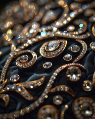 Obraz premium intricate jewelry designs, macro shot with sparkling details, highlighting craftsmanship, luxurious