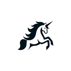unicorn animal myth negative space style logo vector illustration template design