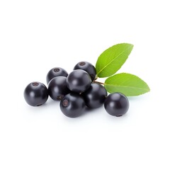 Fresh berries with green leaves isolated on white background. Healthy and organic fruit for diet and nutrition concept.