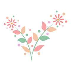 flower branch flower divider flower wreath flower Autumn branch ornament floral divider. element on transparent 