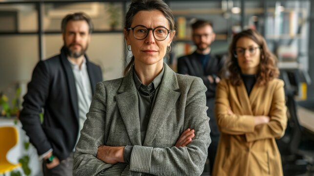 Confident CEO and Business Team in Office: Professional Group Photo [4K Wallpaper]