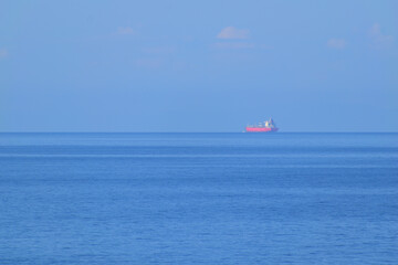 big red ship - greece, aegean sea