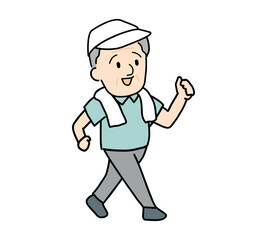 ウォーキングするシニア男性