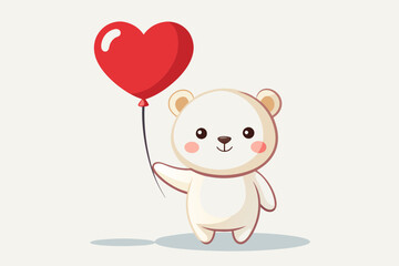 A cute bear with a balloon vector artwork illustration