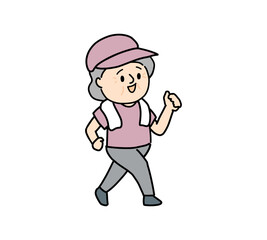 ウォーキングするシニア女性