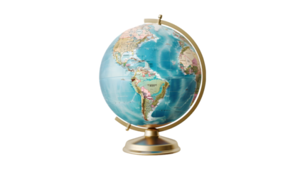 Globe with pins on it with bracket shaped realistic isolated on transparent background.