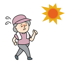 熱中症になりそうなシニア女性