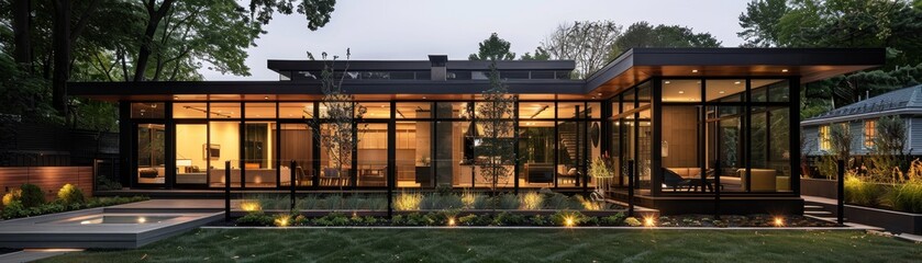 Modern metal and glass fence to enclose the backyard of a contemporary home 