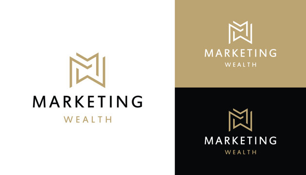 Rotating Initial Letter M W MW MWM with Luxury Elegant Geometric Line Art Logo Design