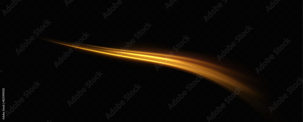 Aufkleber abstract light lines of high-speed traffic, golden colors. neon glowing curves. abstract movement. n