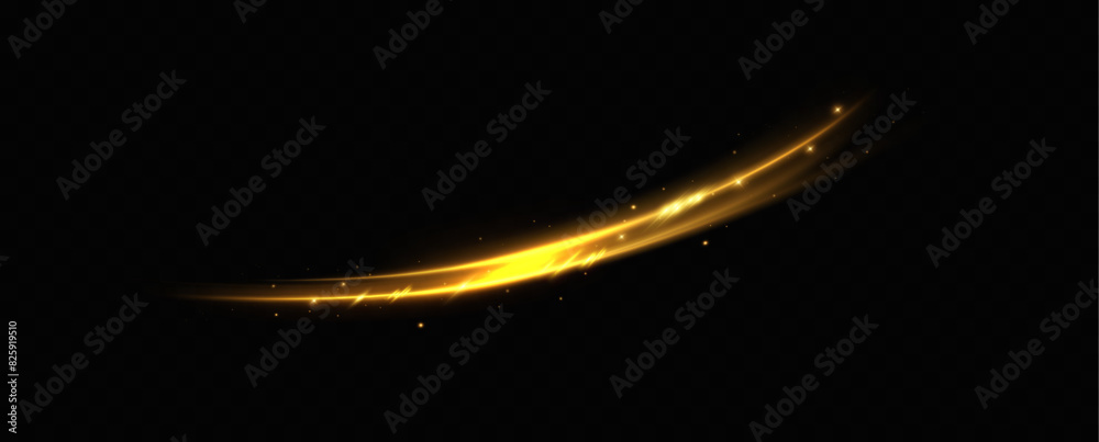 Aufkleber abstract light lines of high-speed traffic, golden colors. neon glowing curves. abstract movement. n