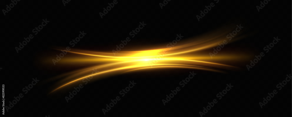 Aufkleber abstract light lines of high-speed traffic, golden colors. neon glowing curves. abstract movement. n