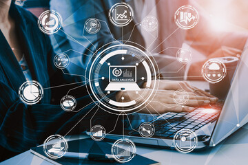 Data Analysis for Business and Finance Concept. interface showing future computer technology of...