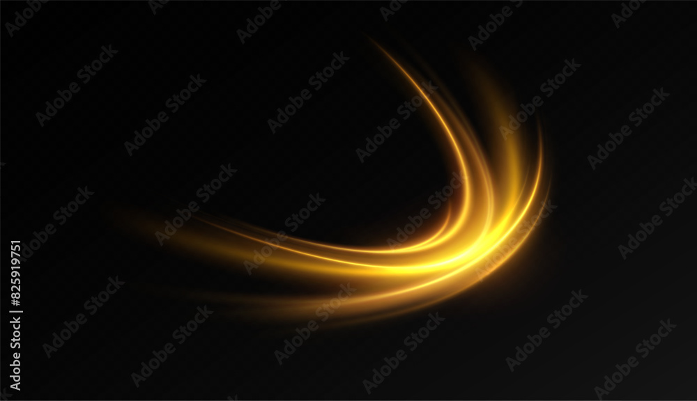 Aufkleber abstract light lines of high-speed traffic, golden colors. neon glowing curves. abstract movement. n