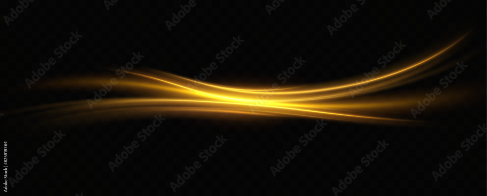 Aufkleber abstract light lines of high-speed traffic, golden colors. neon glowing curves. abstract movement. n