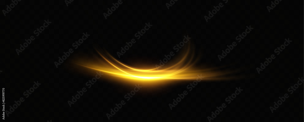 Aufkleber abstract light lines of high-speed traffic, golden colors. neon glowing curves. abstract movement. n