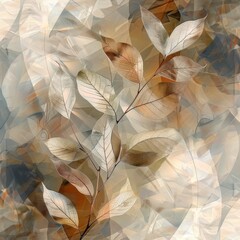 Abstract artwork featuring a delicate branch with leaves in autumn hues, blending nature and creativity in a seamless composition.