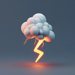 Thunderstorm Icon Design a 3D icon of a cloud with lightning striking down, symbolizing thunderstorms, AI Generative