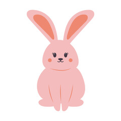 Cute kawaii bunny. Cartoon funny rabbit character. Vector illustration isolated on white background.