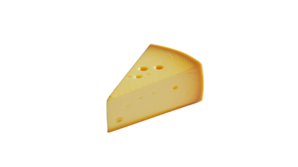 A wedge of cheese neatly placed on a white background, showcasing its texture and shape