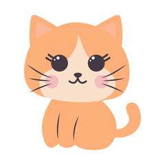 Cute kawaii cat. Cartoon funny kitty character. Vector illustration isolated on white background.