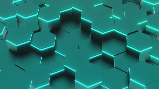 teal 3d futuristic Abstract 3d hexagons honeycomb background 