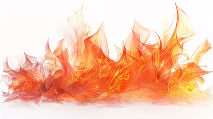 Artistic depiction of fire with sharp, angular flames in bright hues, isolated on a white background to highlight the details