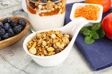 Granola museli cereal for breakfast