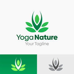 Illustration Vector Graphic Logo of Yoga Nature. Merging Concepts of a Yoga and eco, leaf or nature Shape. Good for business, startup, company logo