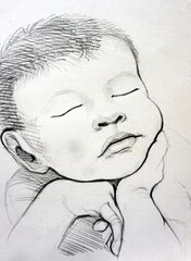 hand drawn sketch drawing baby boy	