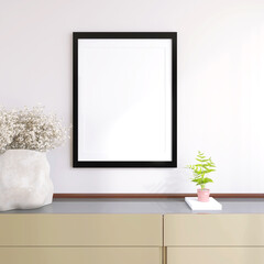 Interior Mockup Featuring a Poster Frame on the Wall of a Stylish Living Room