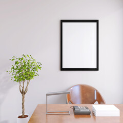Modern House Interior Featuring a Wall Poster Frame Mockup in a Living Room 