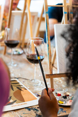 painting class for adults with wine