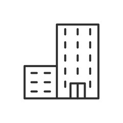 Multi-story building, linear icon. Line with editable stroke