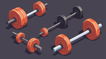 Isometric set of four of barbell and dumbbell gym equal