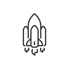 Shuttle on a rocket, linear icon. Line with editable stroke