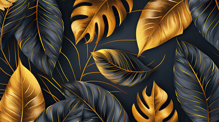 Tropical leaf Wallpaper, Luxury nature leaves pattern